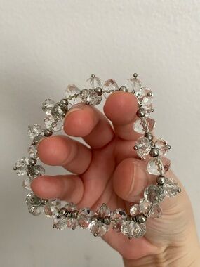 Clear Crystal Bead Stretch Bracelet - Unbranded